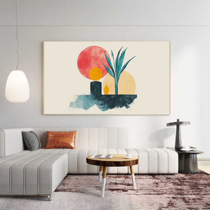 Natural botanical framed canvas wall art for elegant home decor