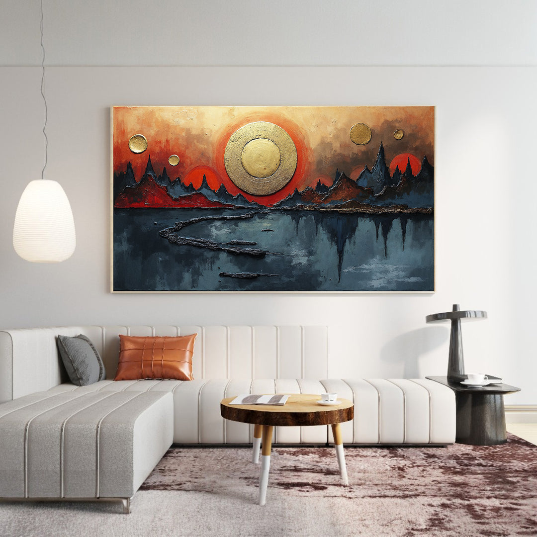 Botanical framed canvas wall art with green leaf design in a modern interior