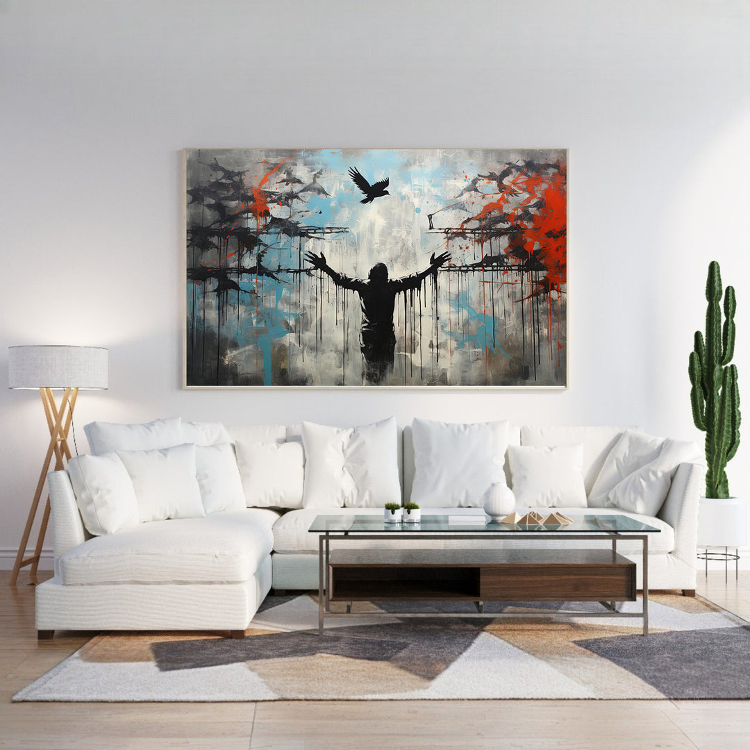 Modern botanical framed canvas wall art for living room decor