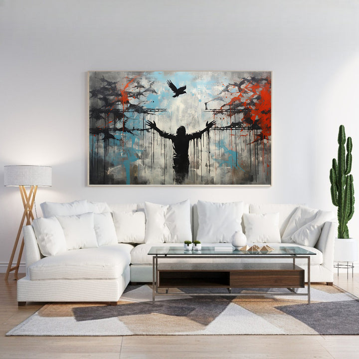 Modern botanical framed canvas wall art for living room decor