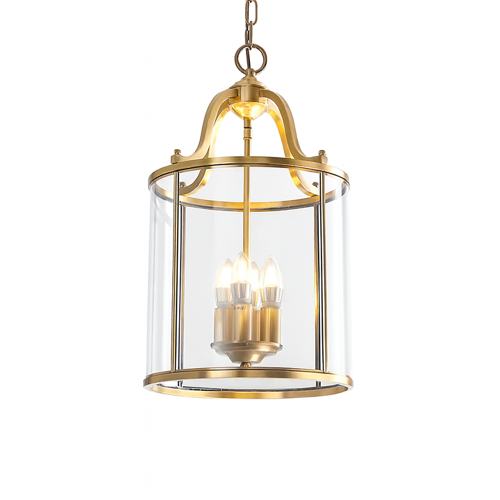 Brass or Black Glass Pendant Chandelier