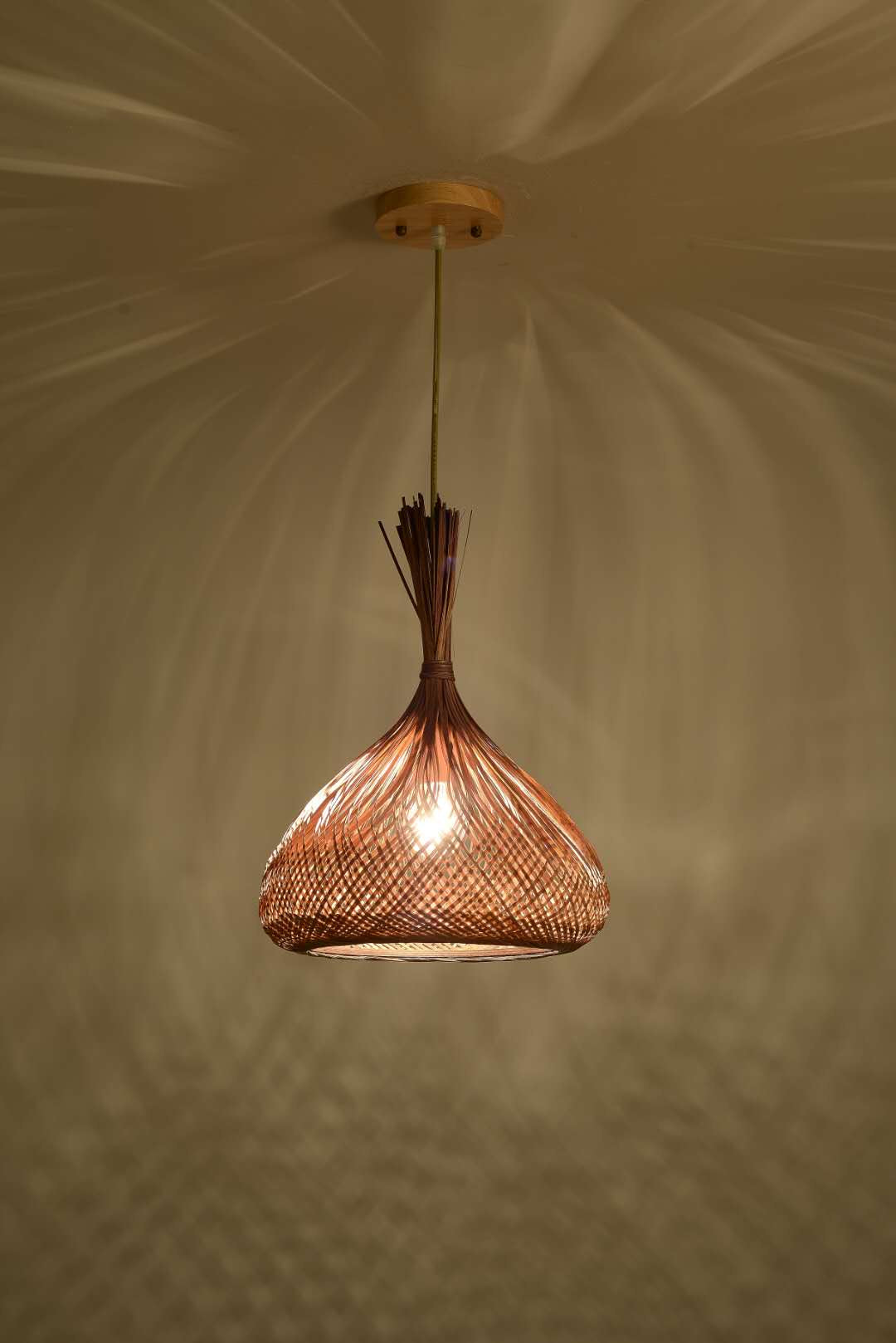 Triple Bamboo Pendant Light with Woven Shades