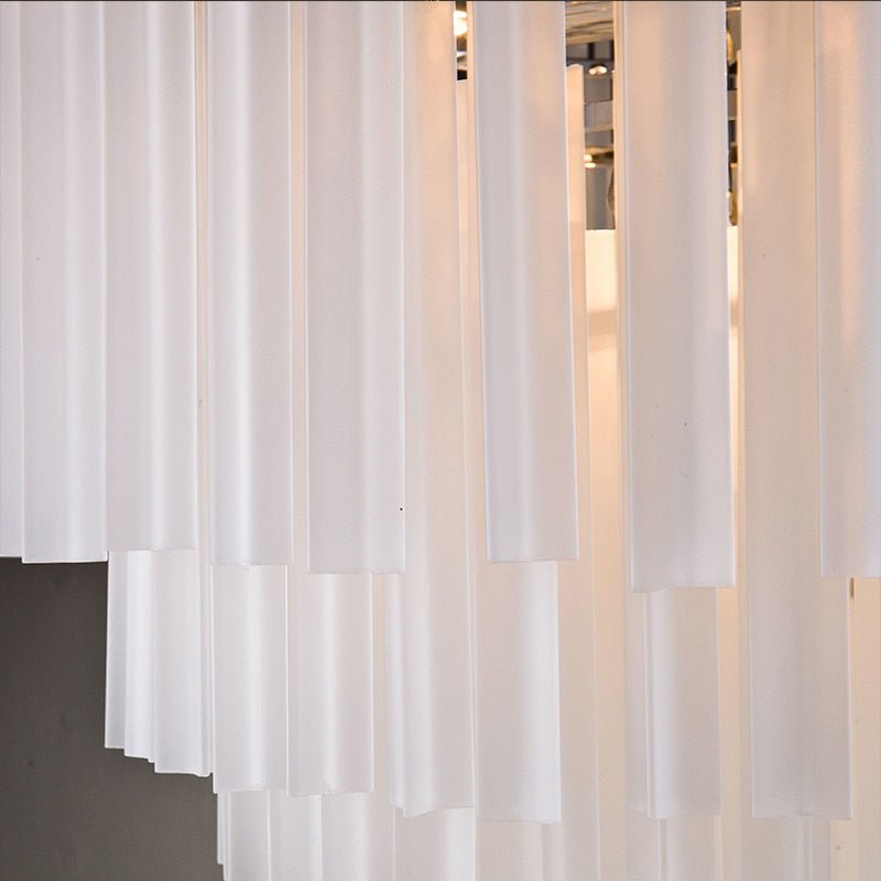 Tiered White Glass Chandelier