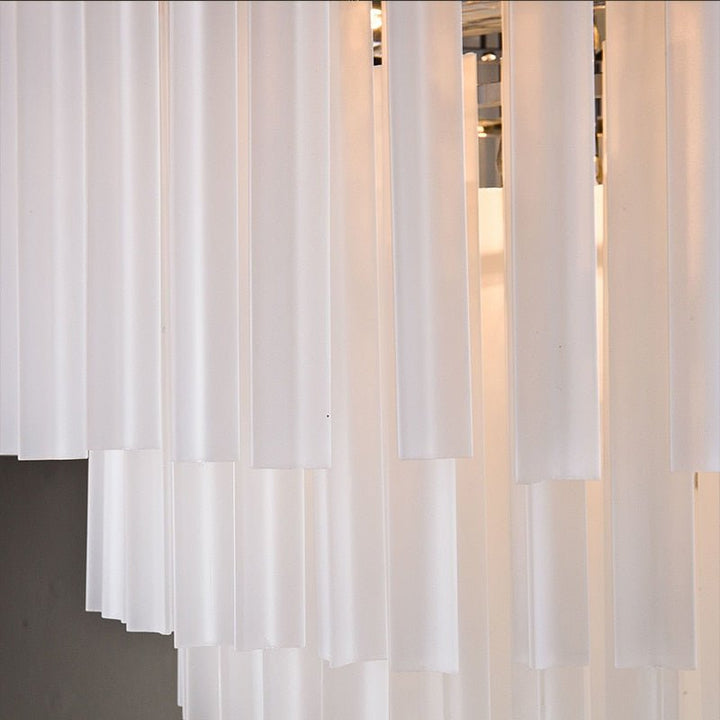 Tiered White Glass Chandelier
