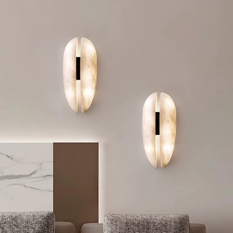 Sculptural White Oval Wall Light