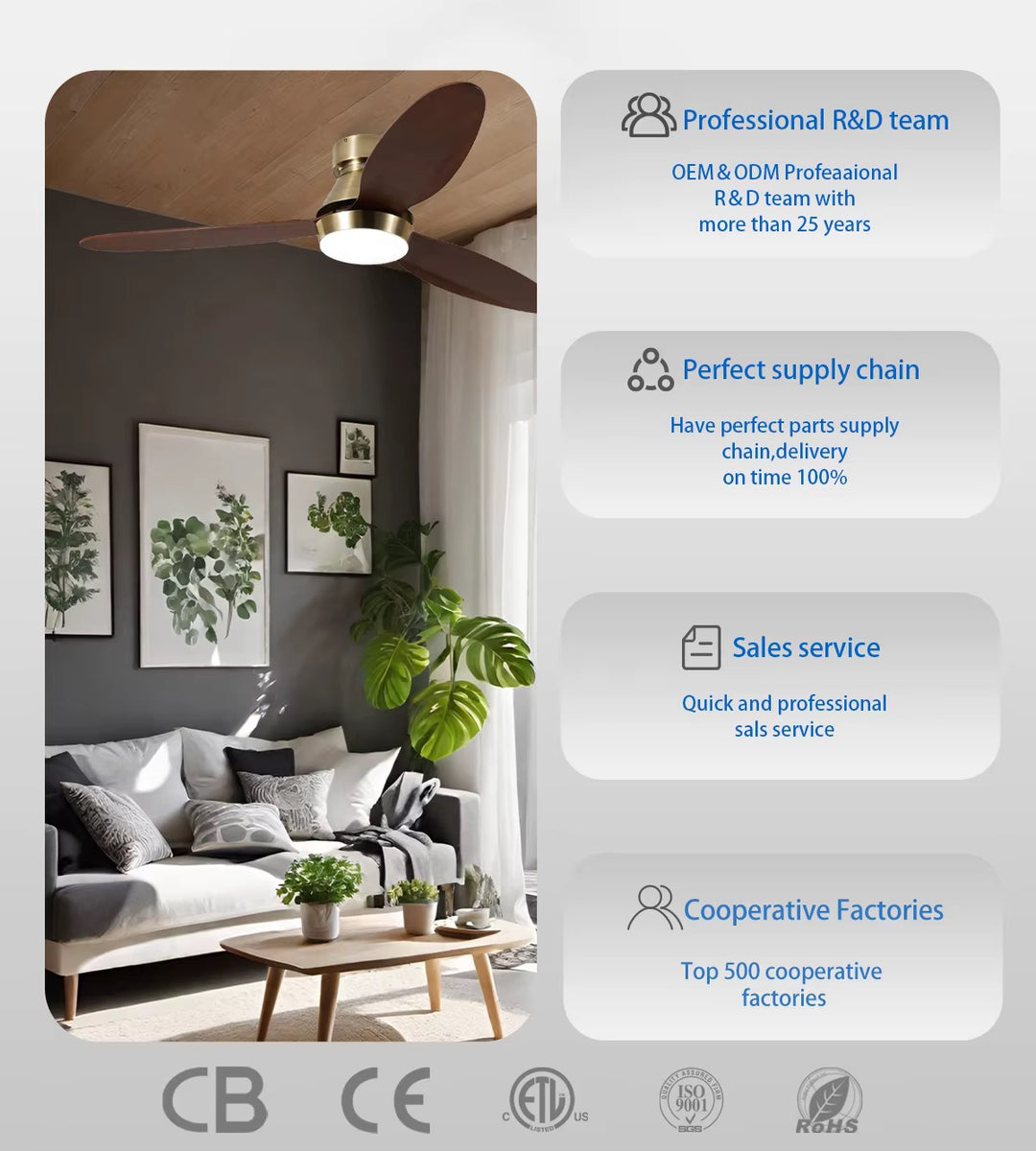 Aureo Brass & Walnut Ceiling Fan with LED Light