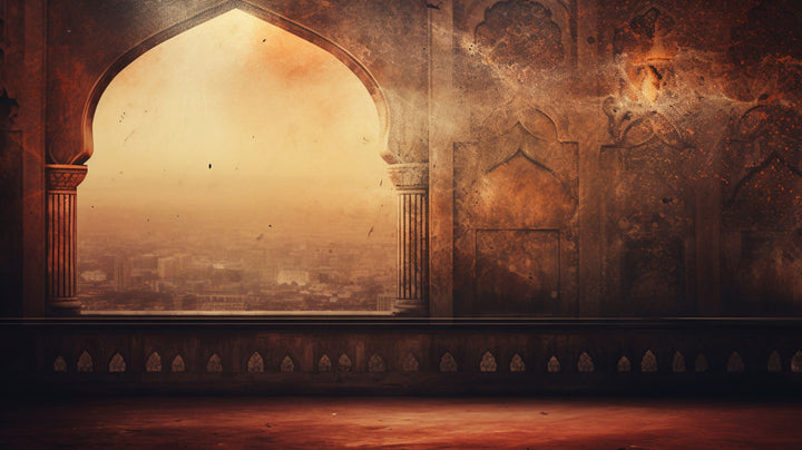 Wadi Home Ancient Archway Landscape Wall Art with warm earthy tones and intricate details, evoking historical grandeur.