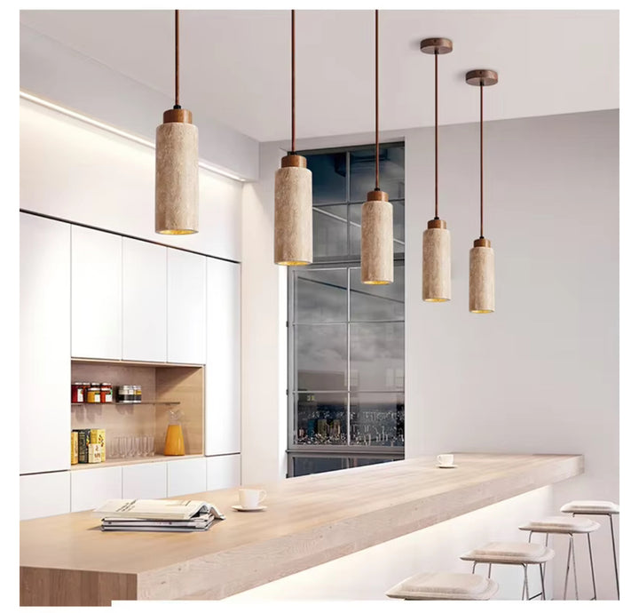 Modern Pendant Light with Natural Stone Shades