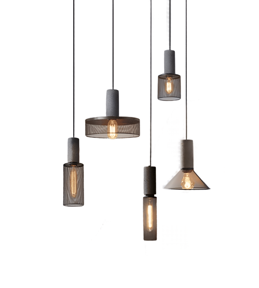 Industrial Concrete and Metal Pendant Light