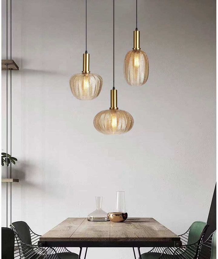 Textured Glass Pendant Trio