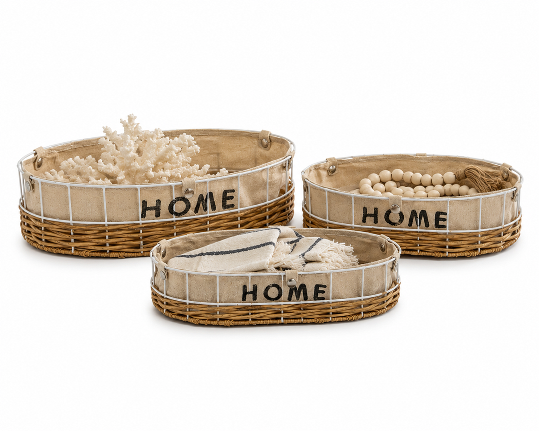HOME Woven Storage Tray Set of 3