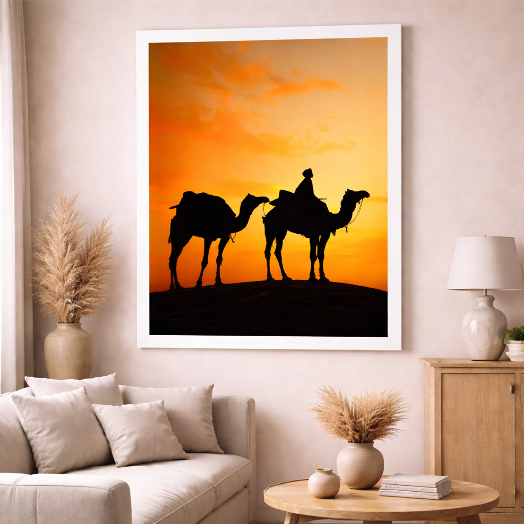 Camel Caravan Sunset Canvas