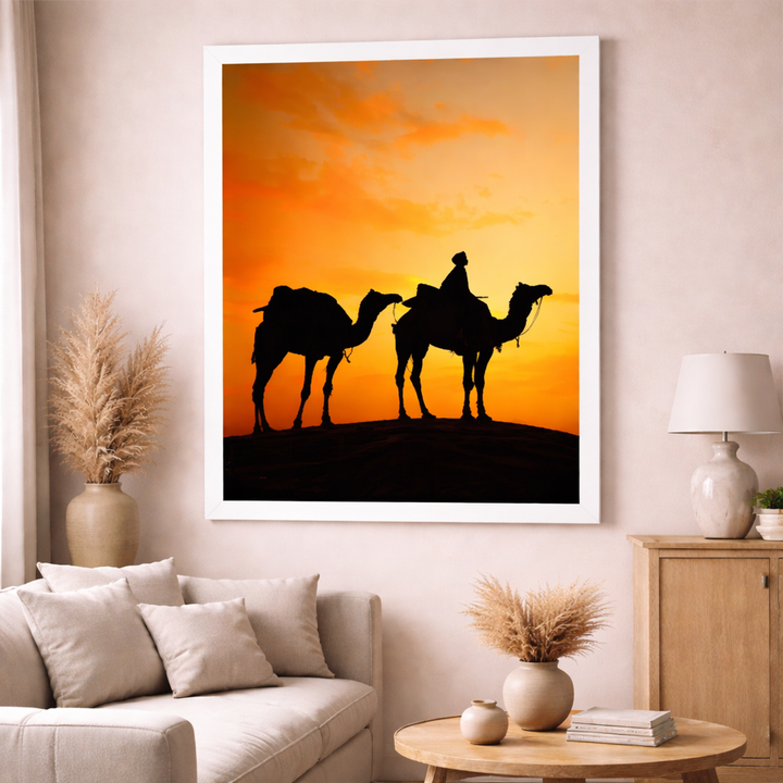 Camel Caravan Sunset Canvas