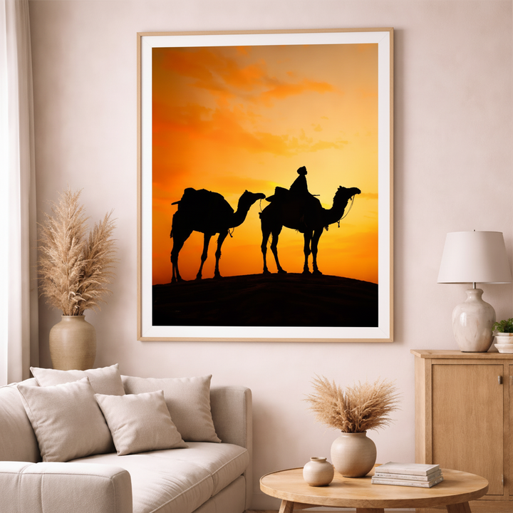 Camel Caravan Sunset Canvas