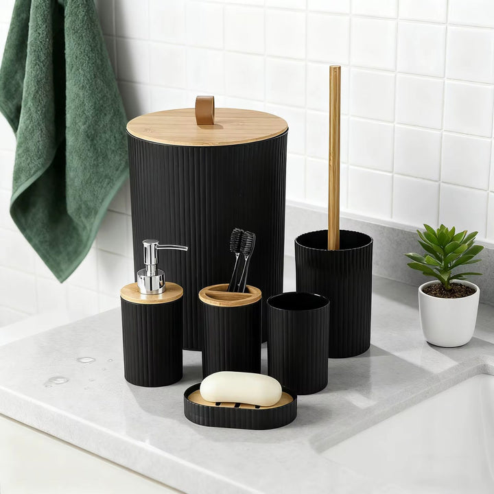 White Ribbed Bathroom Set
