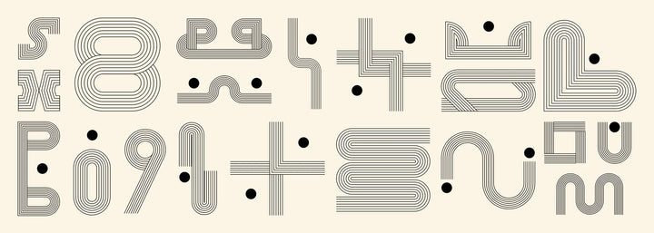 Wadi Home abstract geometric line art print with black rhythmic patterns on a cream background in a modern living room