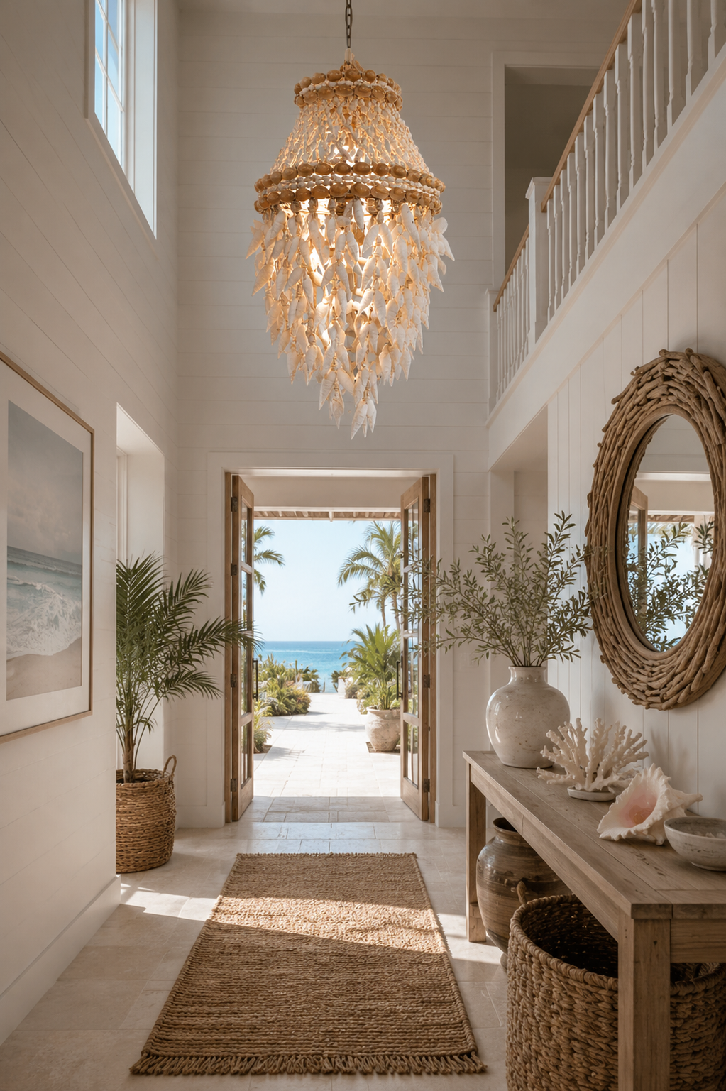 Coastal Capiz Shell Pendant Chandelier