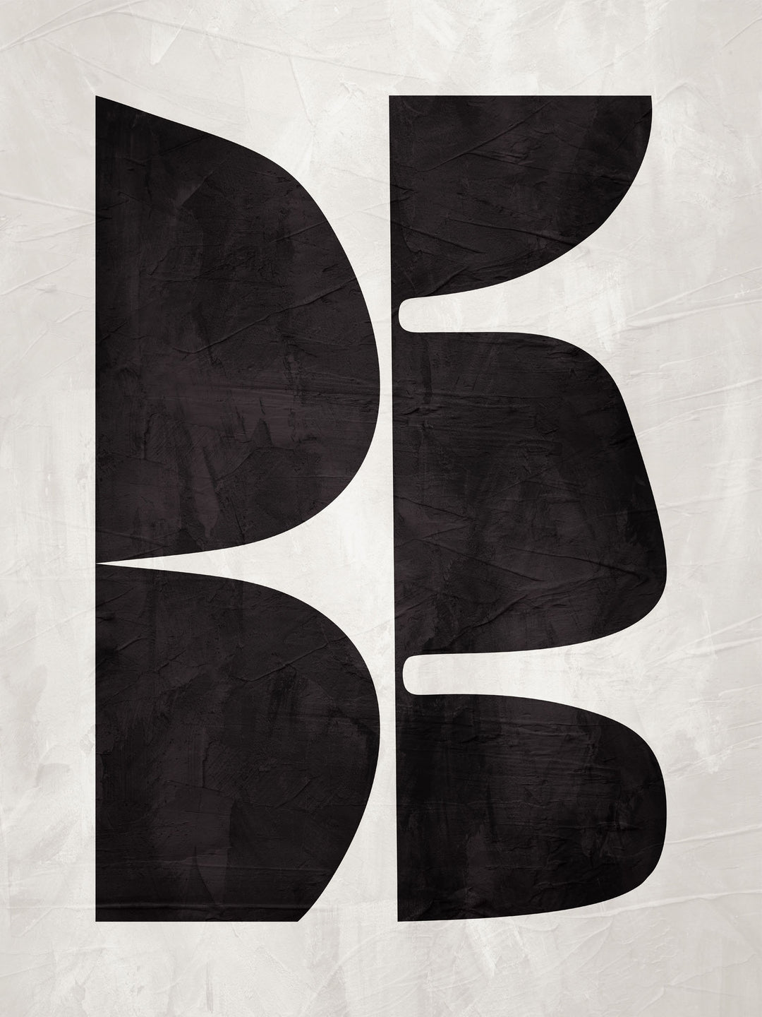 Wadi Home Abstract Geometric Shapes Wall Art in black and off-white with textured background.