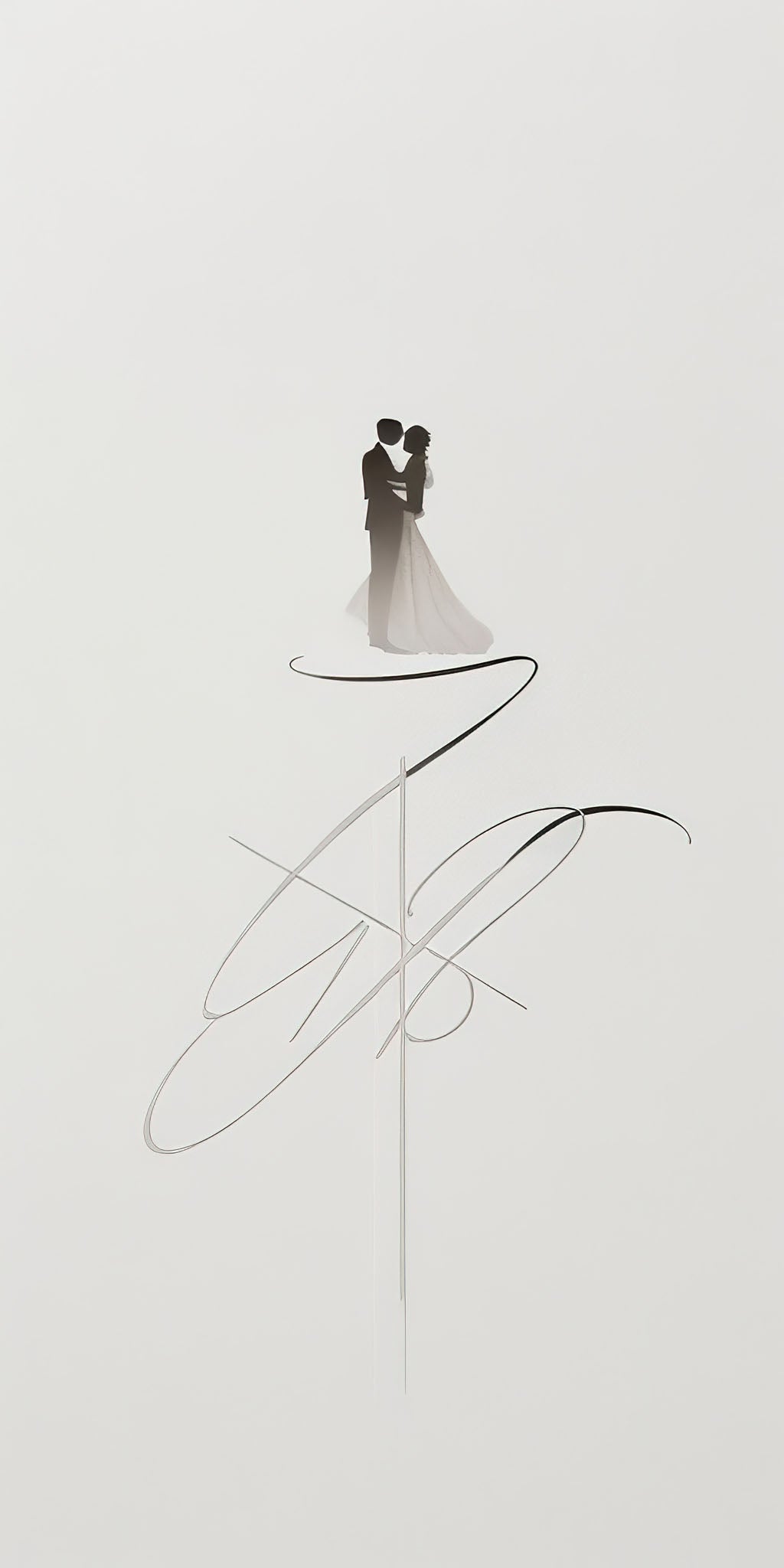 Wadi Home minimalist couple embrace art print, delicate line drawing in grayscale tones, modern abstract elegance.