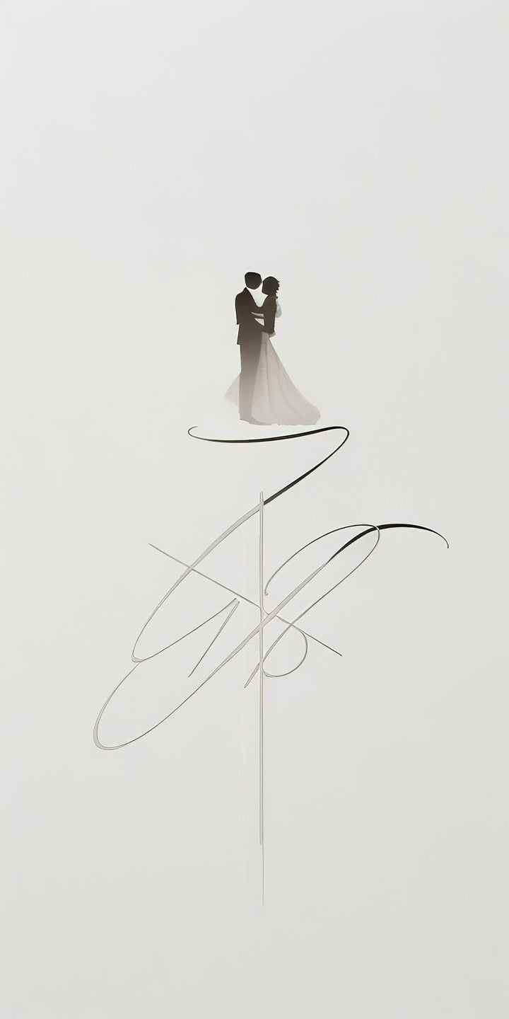 Wadi Home minimalist couple embrace art print, delicate line drawing in grayscale tones, modern abstract elegance.