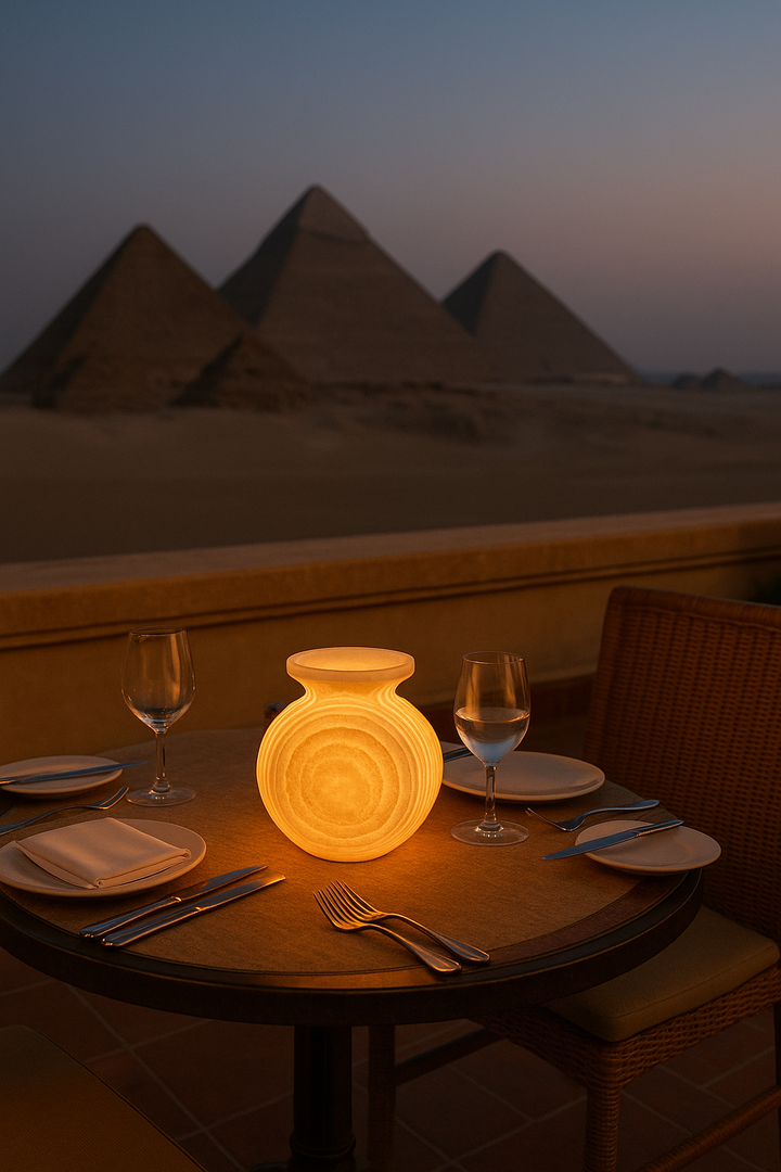 Alabaster Outdoor Vase Glow Lamp