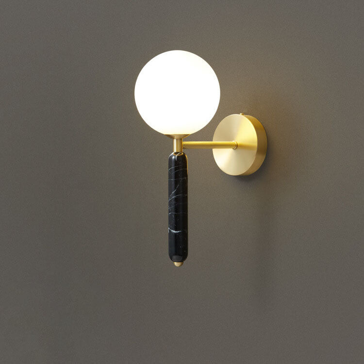 Modern Wall Sconce with Marble and Brass Accents