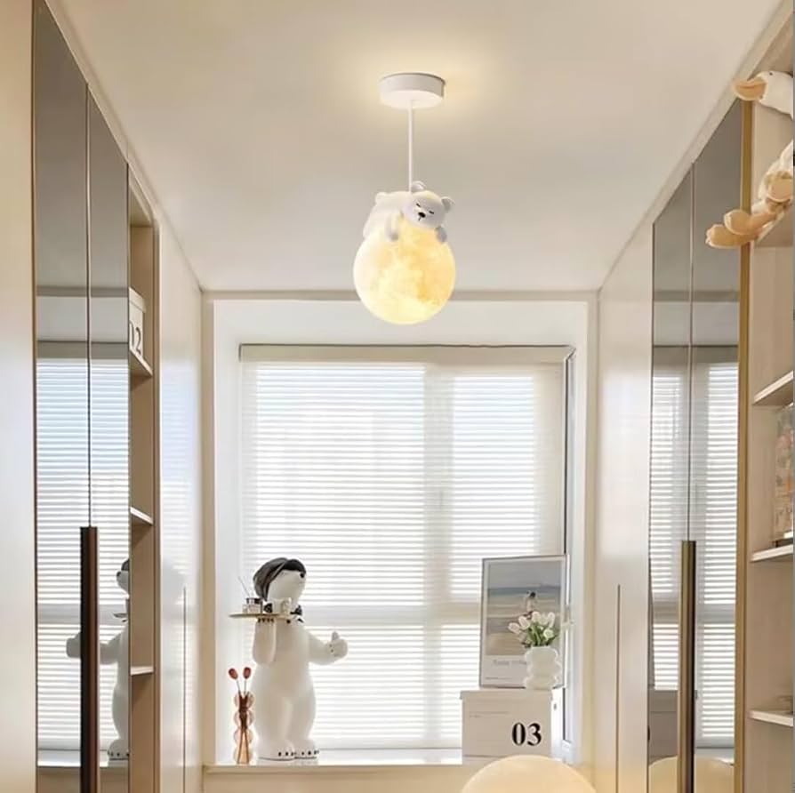 Globe with bear pendant light