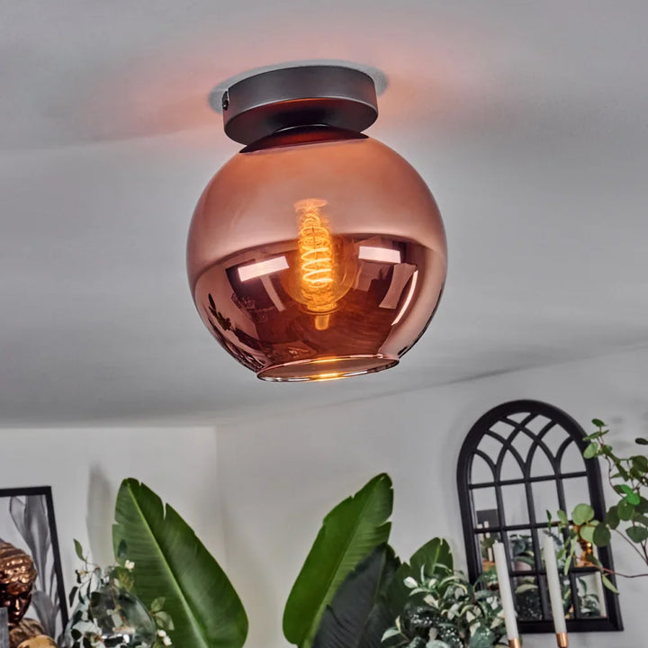 Modern Copper Glass Globe Ceiling Light