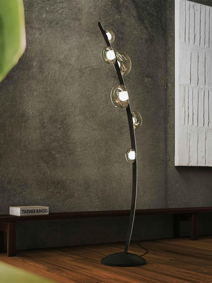 Modern Sculptural Floor Lamp with Glass Globe Shades