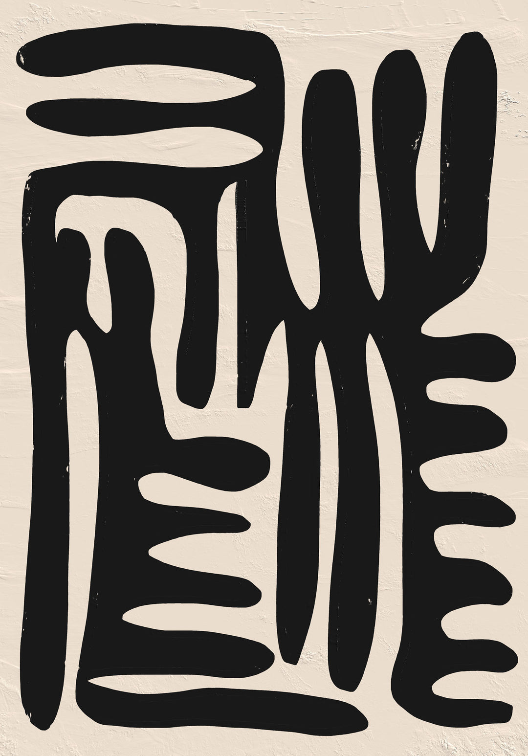 Wadi Home Abstract Organic Shapes Wall Art, black organic forms on textured neutral background, modern minimalist aesthetic.