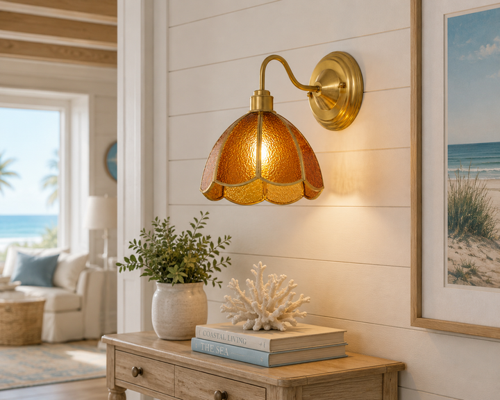 Amber Vintage Glass Wall Light
