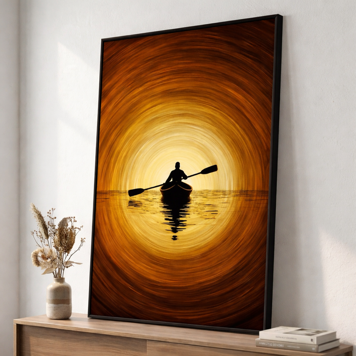 Golden Journey Canoe Framed Art