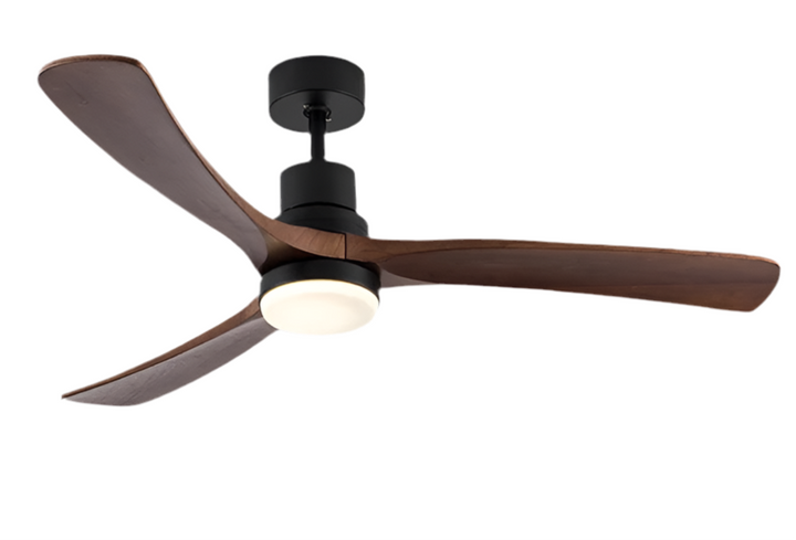 Vintage Ceiling Fan with Solid Wood Blades and LED Light