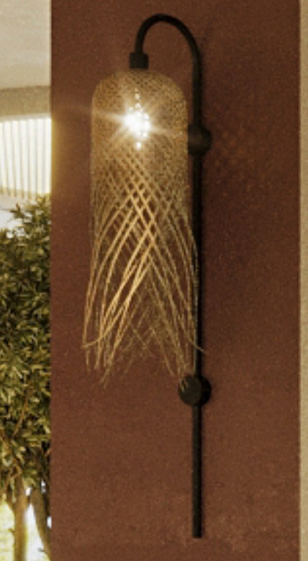 Bohemian Woven Rattan Pendant Light with Fringe Detailing