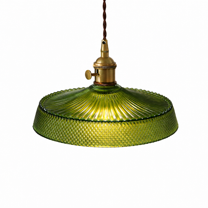 Green Scalloped Glass Pendant Lamp