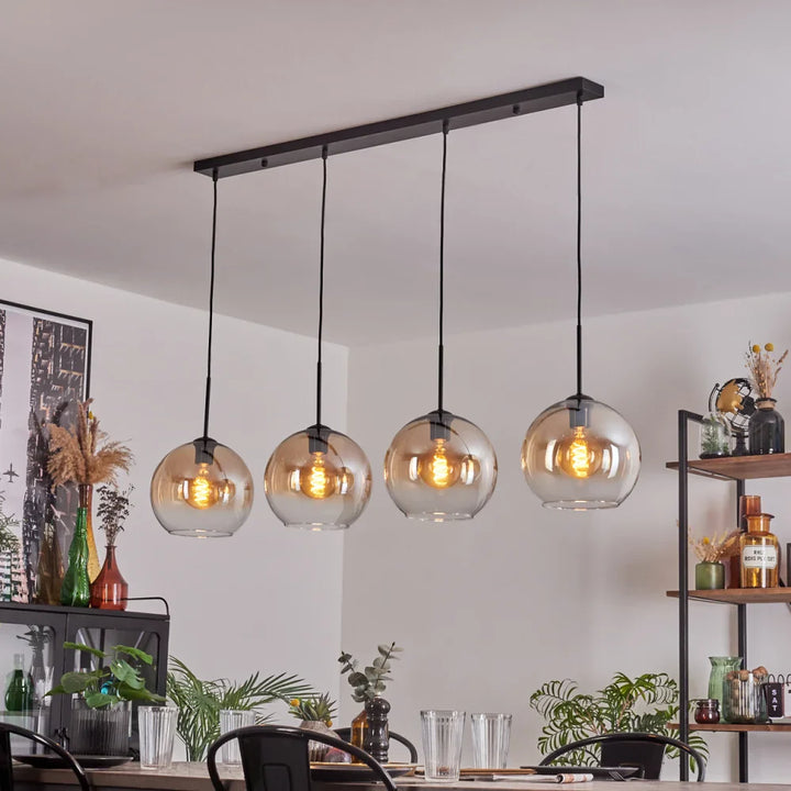 Modern Smoke Glass Globe Pendant Light Set of Four