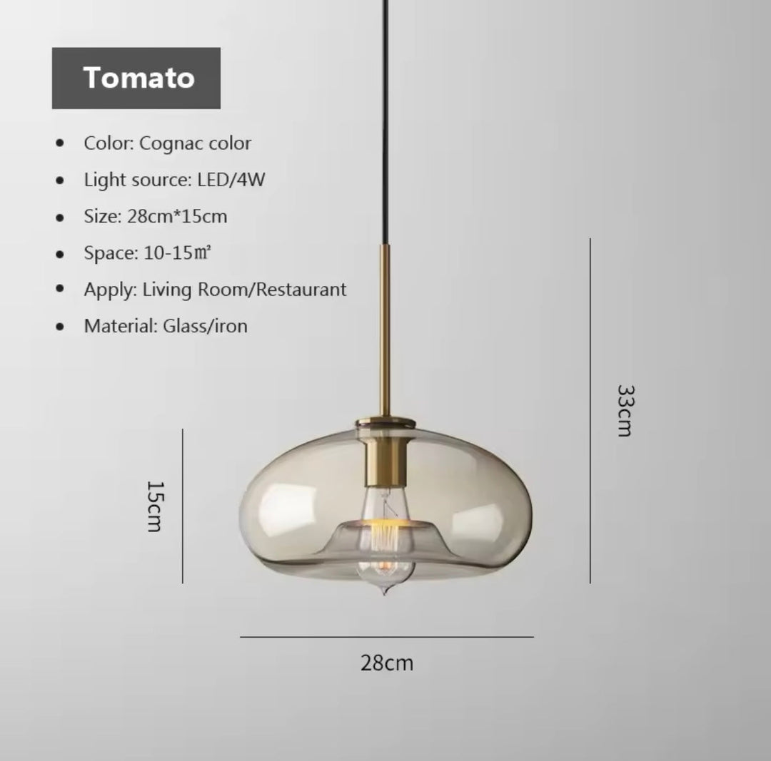 Amber Glass Globe Pendant Light Trio