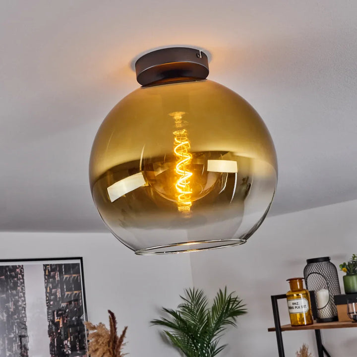 Modern Amber Glass Globe Ceiling Light