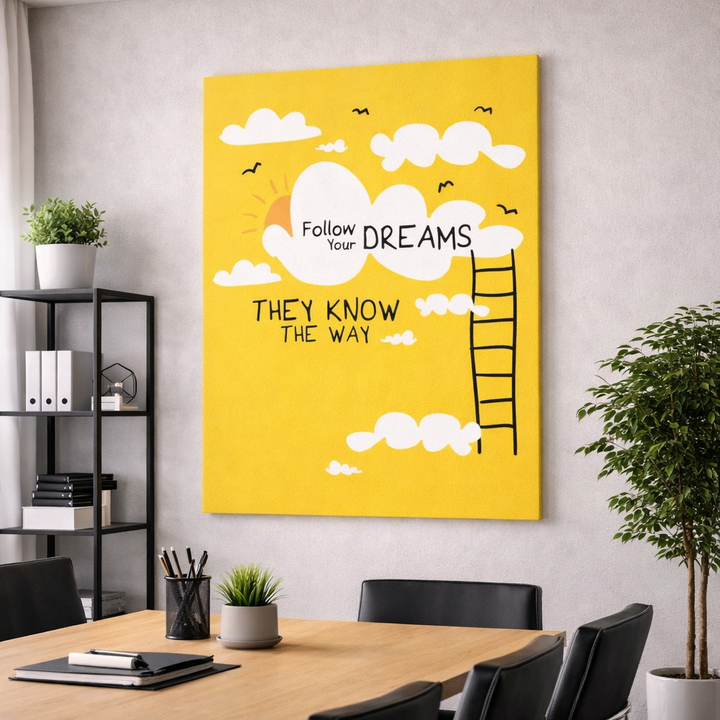 Follow Your Dreams Yellow Canvas