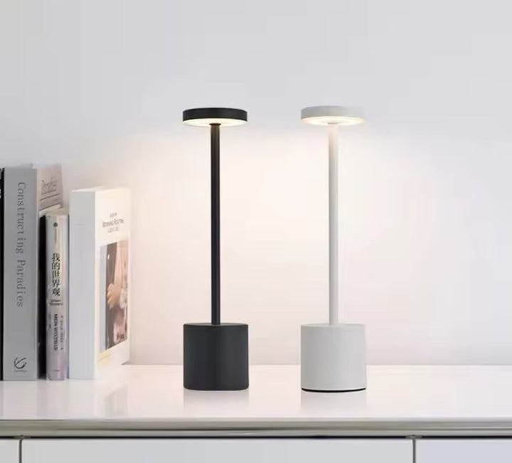 Minimalist rechargeable White Table Lamp with Sleek Cylindrical Design