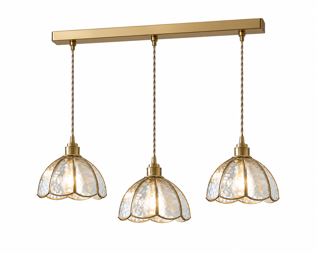 Clear Glass Brass Pendant