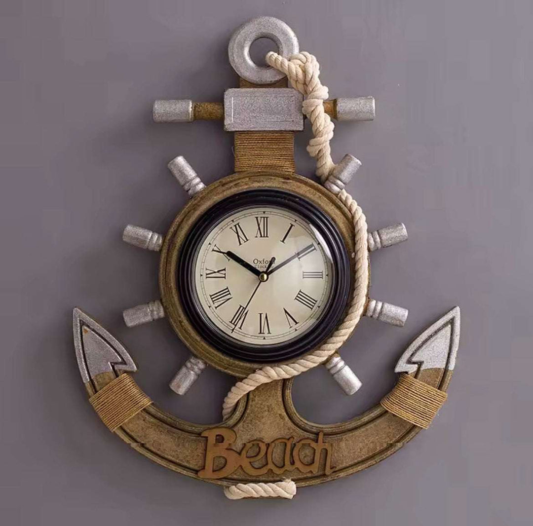 Nautical Anchor Wall Clock – “Relax” Coastal Design