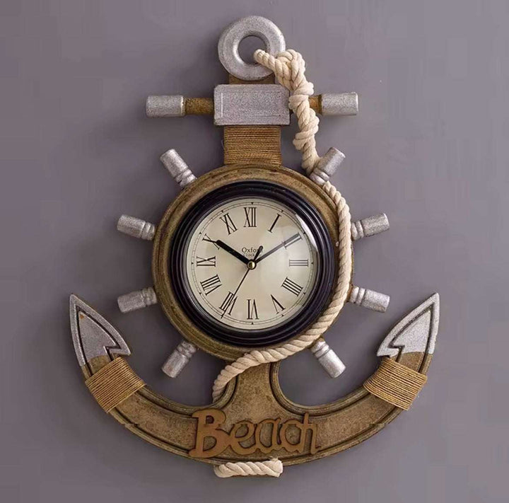 Nautical Anchor Wall Clock – “Relax” Coastal Design