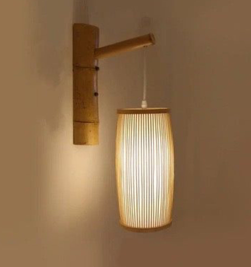 Wall Mounted Light with Bamboo Stripes Shade