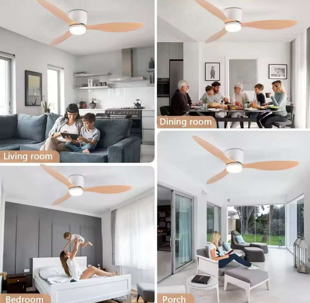 Modern Wood Blade Ceiling FanModern Wood Blade Ceiling Fan with LED LightEnjoy a peaceful night's sleep with our modern ceiling fan featuring elegant wooden blades and an integrated LED light. Engineered for ultra-quiet operation at just Ceiling FansWadi Home
