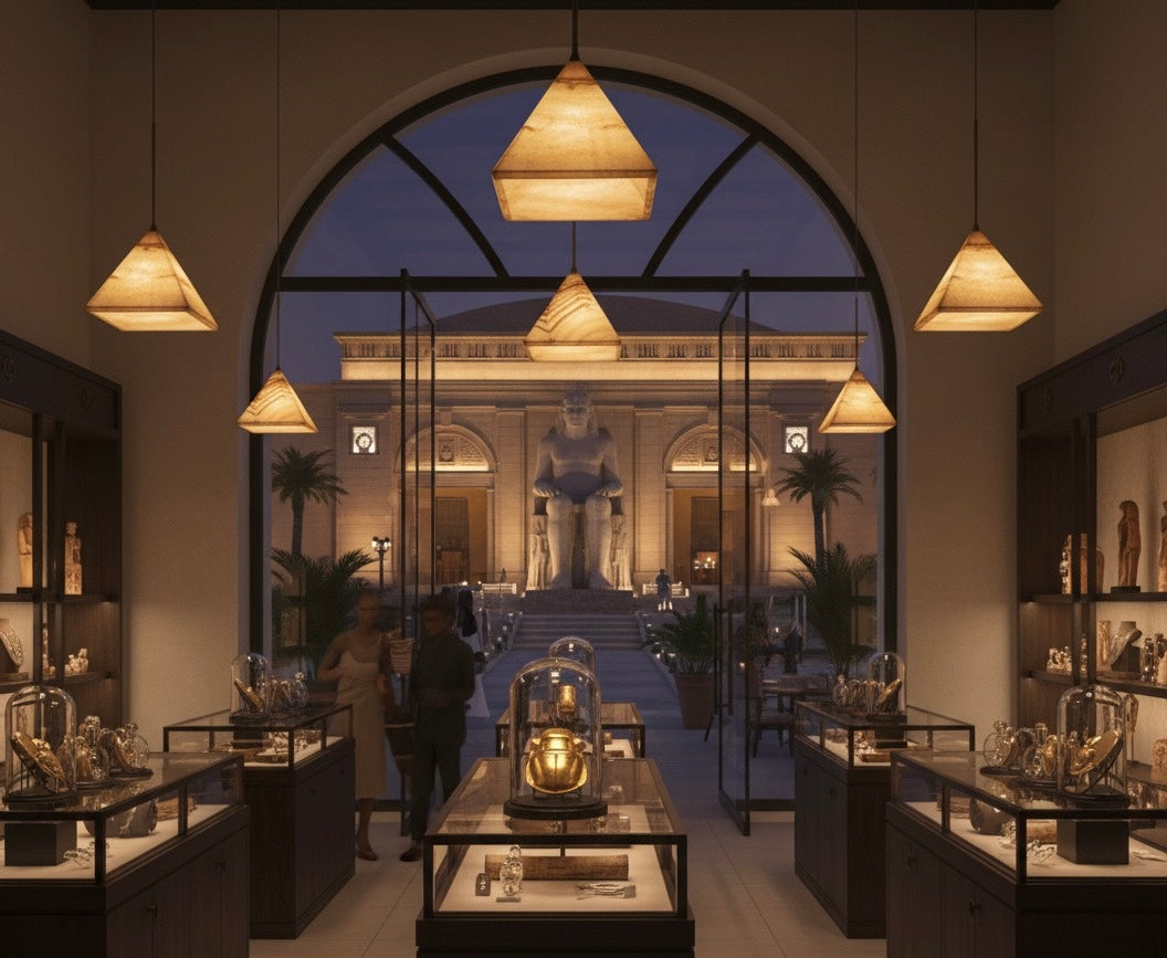 Warm Pyramid AlabasterPendant Light