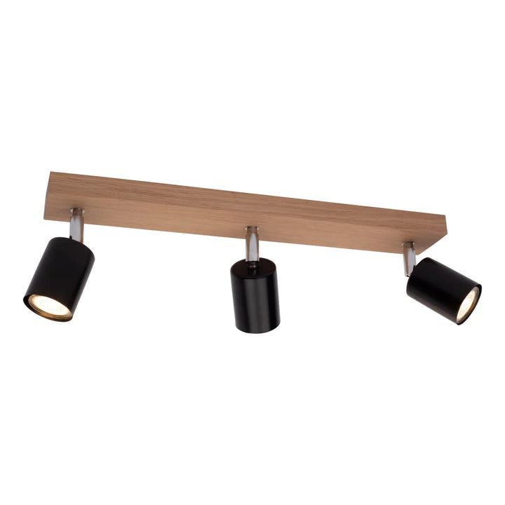 Modern Black and Wood Ceiling Spotlight Bar