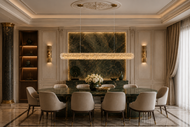 Textured Crystal Linear Pendant Light