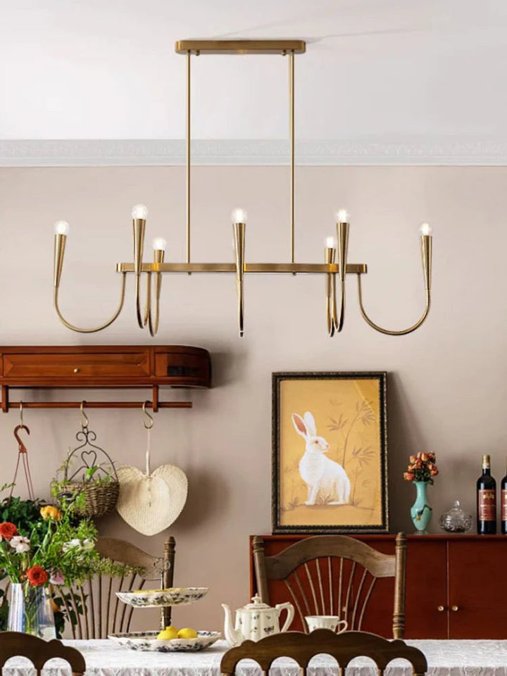 Modern Gold or Black Chandelier with Elegant Curved Design