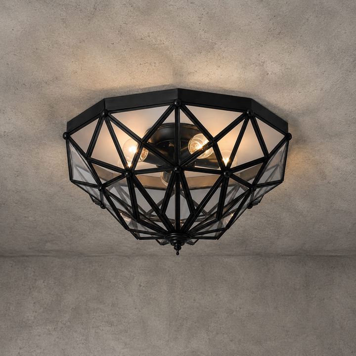 Geometric Black Flush Mount Ceiling Light